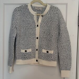 NWT LOFT Black and Cream Striped Cardigan